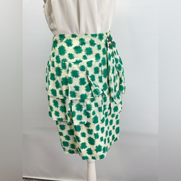 EDME & ESYLLTE for ANTHROPOLOGIE Green abstract print layered mini skirt size 6 - Picture 6 of 15